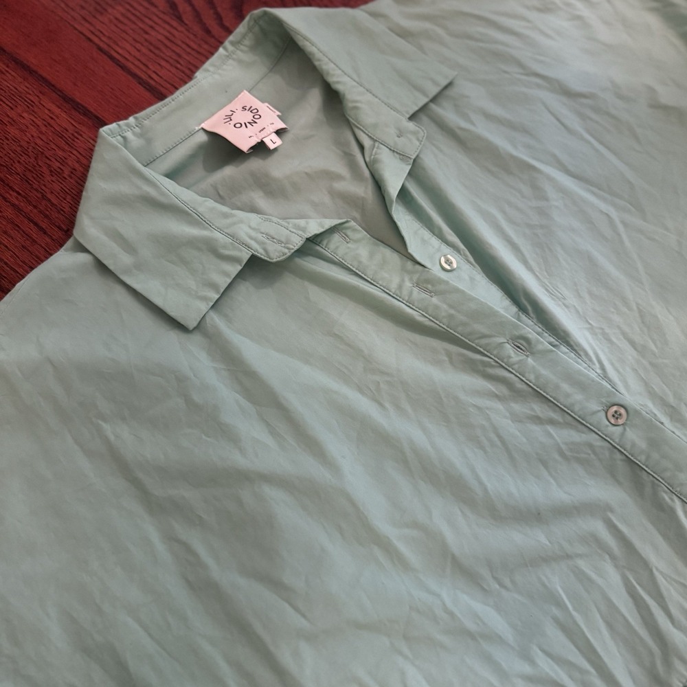 Boutique Lili Sidonio Sun Dress In Green‎ With Buttons, Cuff Sleeves Size Large - Picture 4 of 8